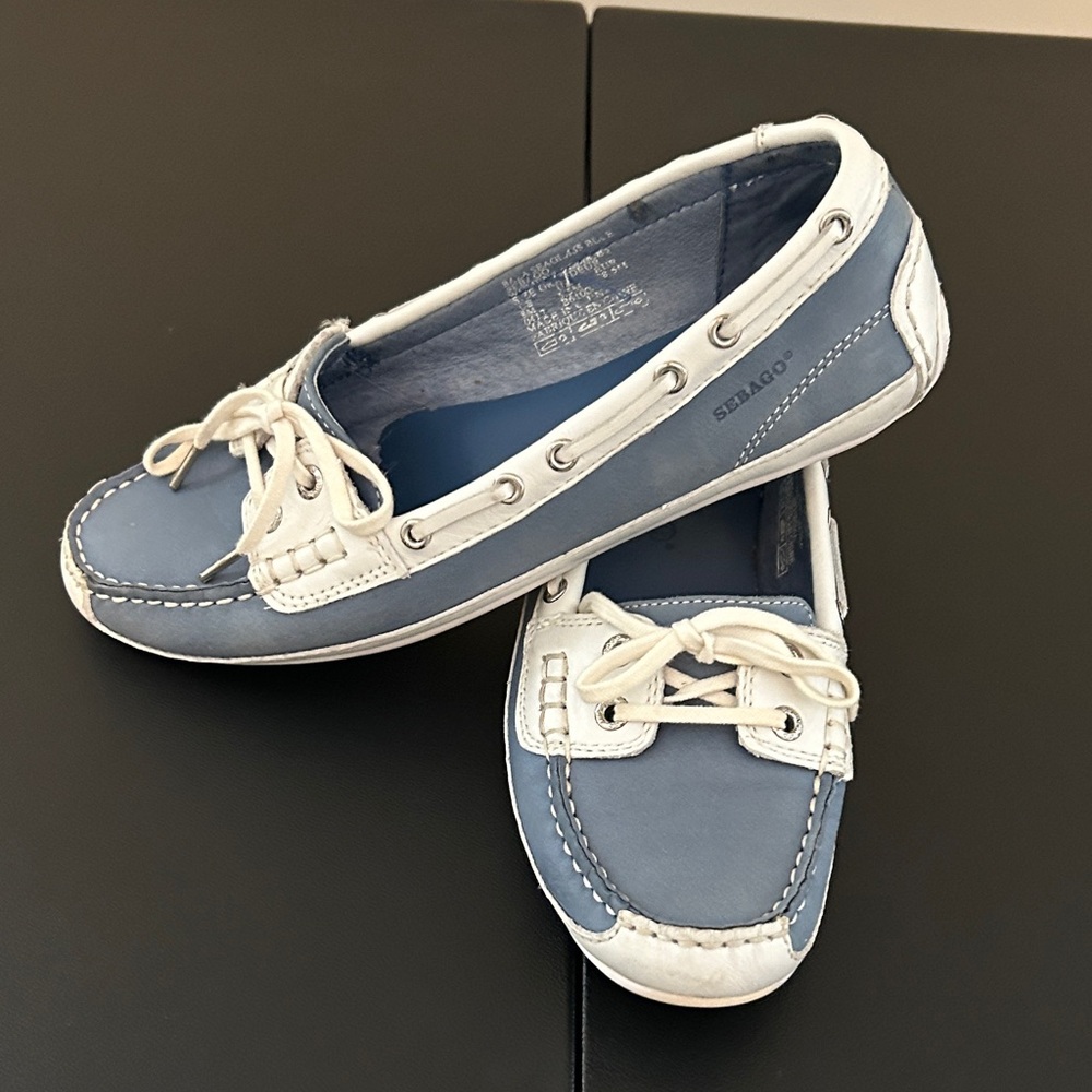 Sebago Blue and White Loafers - Picture 2 of 7